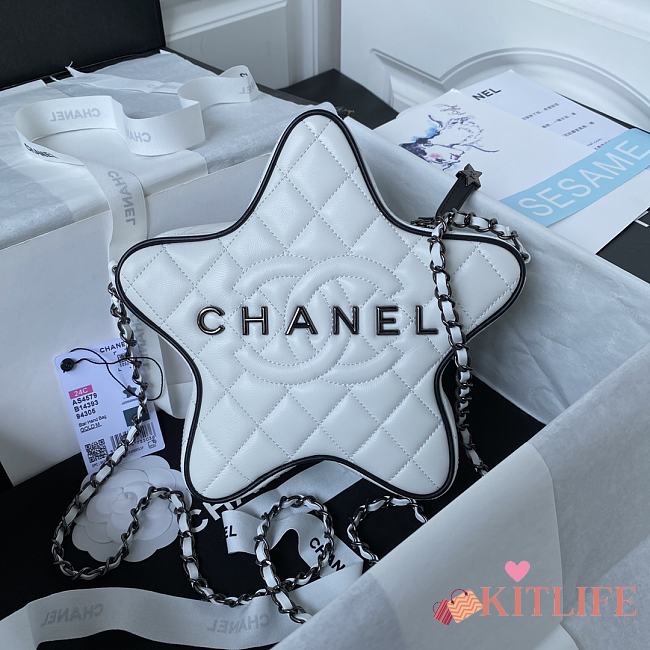 kitlife chanel flap white bag star - 22.5x22.5x6 cm  - 1