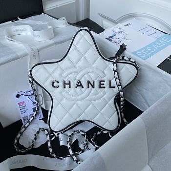 kitlife chanel flap white bag star - 22.5x22.5x6 cm 