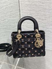 kitlife Dior lady Black Cannage Lambskin with Gold-Finish Butterfly Studs - 20cm - 1