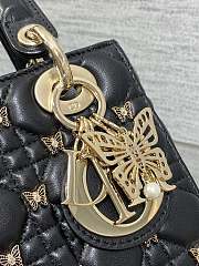 kitlife Dior lady Black Cannage Lambskin with Gold-Finish Butterfly Studs - 20cm - 5