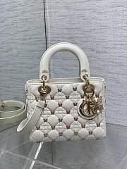 kitlife Dior lady White Cannage Lambskin with Gold-Finish Butterfly Studs - 20cm - 1