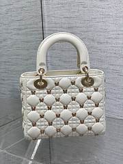 kitlife Dior lady White Cannage Lambskin with Gold-Finish Butterfly Studs - 20cm - 6