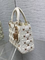 kitlife Dior lady White Cannage Lambskin with Gold-Finish Butterfly Studs - 20cm - 4