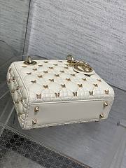 kitlife Dior lady White Cannage Lambskin with Gold-Finish Butterfly Studs - 20cm - 3