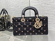 Kitlife Dior Lady Joy bag black Cannage Lambskin with Gold-Finish Butterfly Studs - 26cm - 5