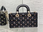 Kitlife Dior Lady Joy bag black Cannage Lambskin with Gold-Finish Butterfly Studs - 26cm - 4