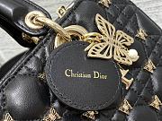 Kitlife Dior Lady Joy bag black Cannage Lambskin with Gold-Finish Butterfly Studs - 26cm - 2