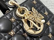 Kitlife Dior Lady Joy bag black Cannage Lambskin with Gold-Finish Butterfly Studs - 26cm - 3