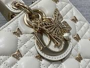 Kitlife Dior Lady Joy bag white Cannage Lambskin with Gold-Finish Butterfly Studs - 26cm - 6