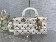 Kitlife Dior Lady Joy bag white Cannage Lambskin with Gold-Finish Butterfly Studs - 26cm - 5