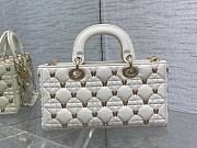 Kitlife Dior Lady Joy bag white Cannage Lambskin with Gold-Finish Butterfly Studs - 26cm - 2