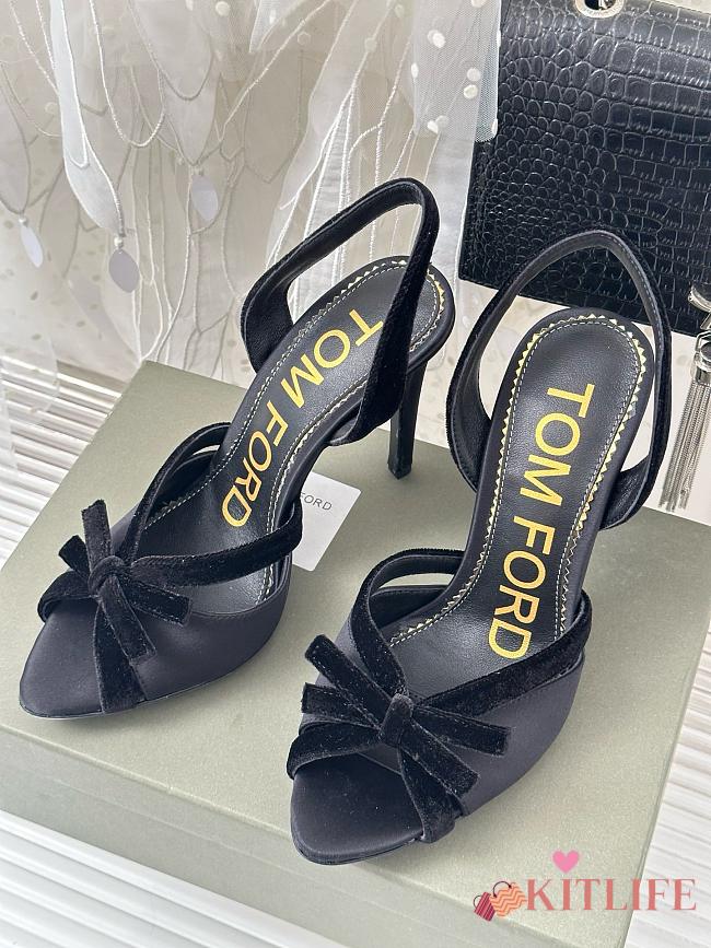 Kitlife TOMFORD Satin SATIN&Velvet Bow slingback black - heels 105mm - 1