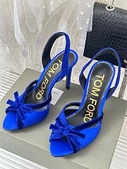 Kitlife TOMFORD Satin SATIN&Velvet Bow slingback blue - heels 105mm - 1