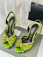 Kitlife TOMFORD Satin SATIN&Velvet Bow slingback green - heels 105mm - 1