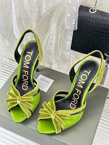 Kitlife TOMFORD Satin SATIN&Velvet Bow slingback green - heels 105mm