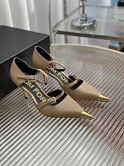 Kitlife TOM FORD Double Strap Mary Jane Satin Pumps Beige - 7.5cm - 1