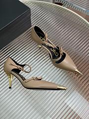 Kitlife TOM FORD Double Strap Mary Jane Satin Pumps Beige - 7.5cm - 3