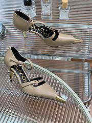 Kitlife TOM FORD Double Strap Mary Jane Satin Pumps Beige - 7.5cm - 2
