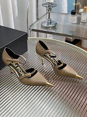Kitlife TOM FORD Double Strap Mary Jane Satin Pumps Beige - 7.5cm - 4