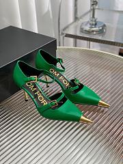 Kitlife TOM FORD Double Strap Mary Jane Satin Pumps Green - 7.5cm - 1