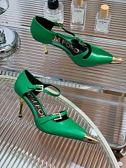 Kitlife TOM FORD Double Strap Mary Jane Satin Pumps Green - 7.5cm - 2