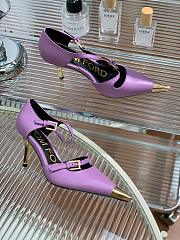 Kitlife TOM FORD Double Strap Mary Jane Satin Pumps Violet - 7.5cm - 2