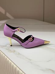 Kitlife TOM FORD Double Strap Mary Jane Satin Pumps Violet - 7.5cm - 3