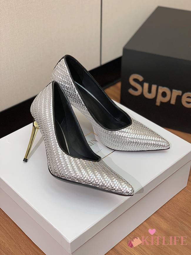 kitlife Balmain Women's Silver Ruby Embellished Pumps - 1