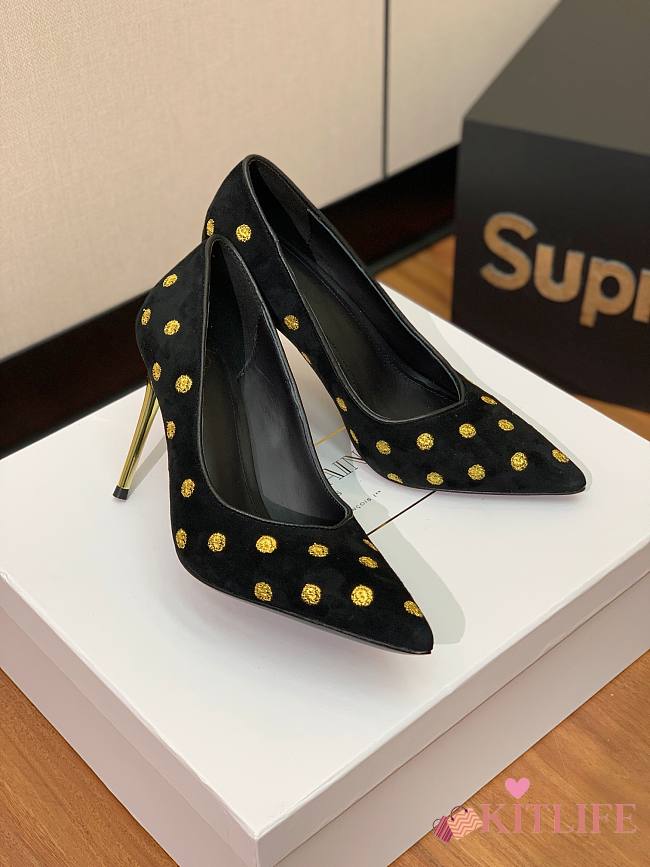 kitlife BALMAIN Polka dot velvet pumps Balmain gold - 9.5cm USD 200.00  - 1