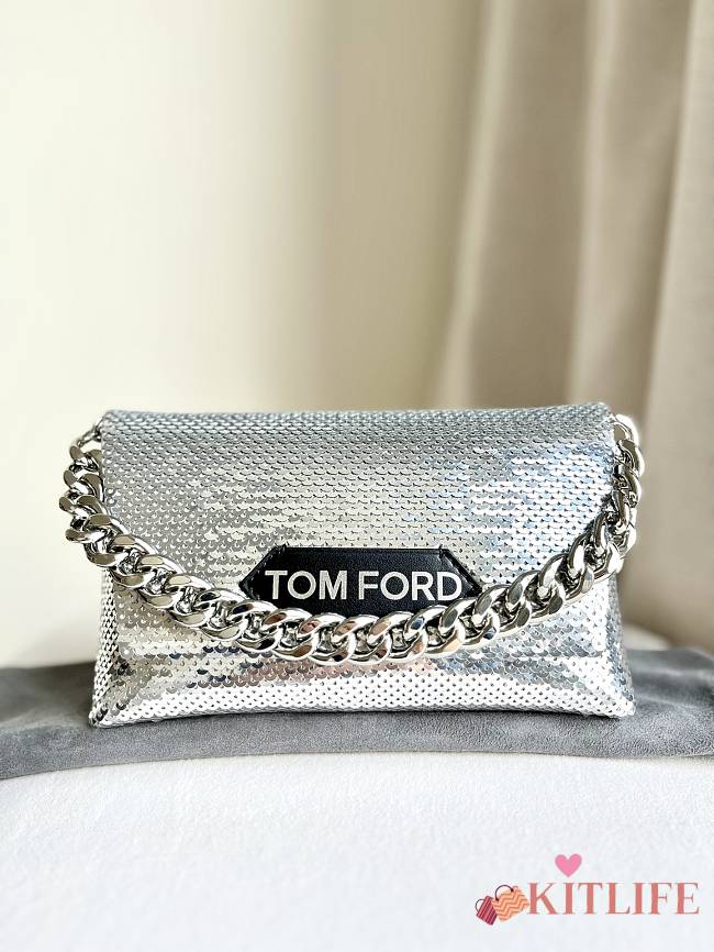 kitlife TOM FORD sequin clutch bag Silver - 20x12x7 cm - 1