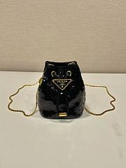 kitlife prada Sequined satin mini-pouch black bag - 10x12x7 cm - 1