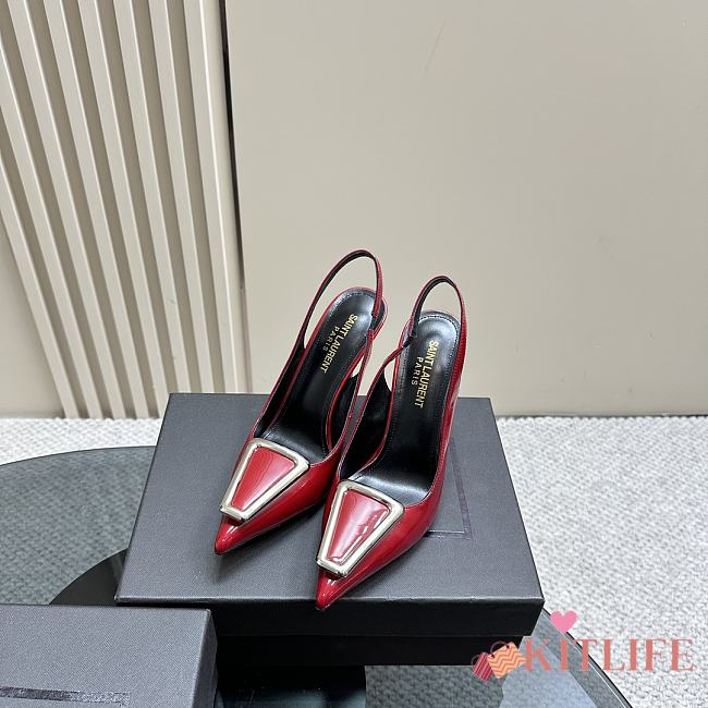 Kitlife Saint Laurent George square toe pumps red - 9cm - 1