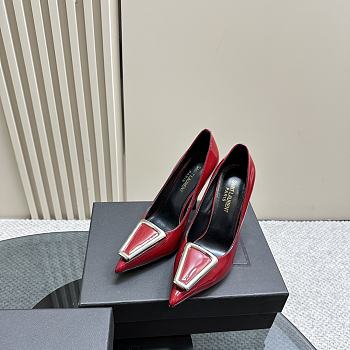 Kitlife Saint Laurent George square toe pumps red - 9cm - 02