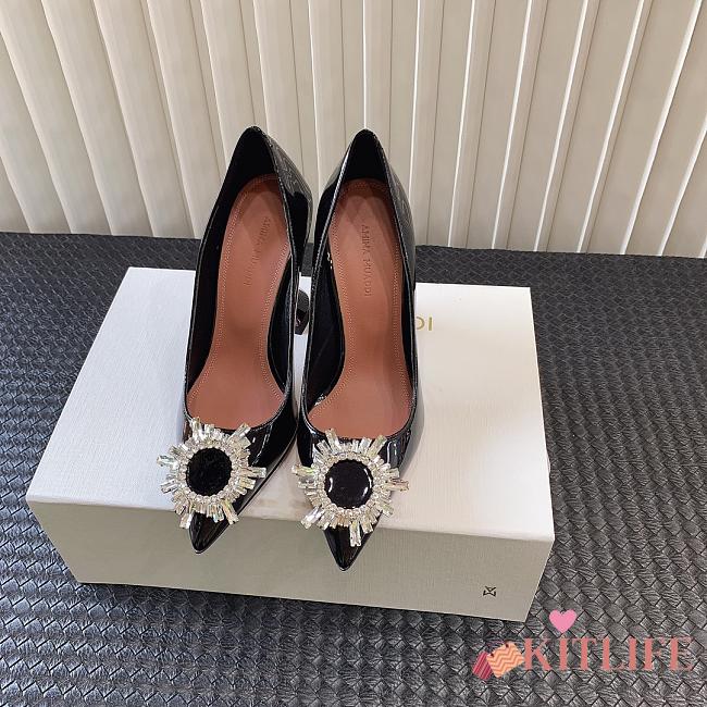 Kitlife AMINA MUADDI Women's Brown Begum Patent Leather black Pumps 9cm - 1