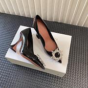 Kitlife AMINA MUADDI Women's Brown Begum Patent Leather black Pumps 9cm - 3