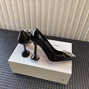 Kitlife AMINA MUADDI Women's Brown Begum Patent Leather black Pumps 9cm - 2