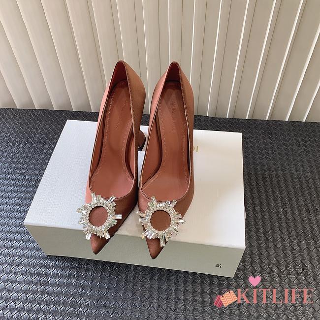 Kitlife AMINA MUADDI Women's Brown Begum Patent Leather brown Pumps 9cm - 1