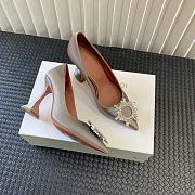 Kitlife AMINA MUADDI Women's gray Begum Patent Leather Pumps 9cm - 2