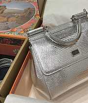 kitlife DOLCE & GABBANA Metallic Sicily Top-Handle Bag Silver - 20x16x8 cm - 6