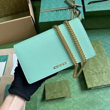 Kitlife Gucci Chain Wallet light green bag - 12.5x20x4cm