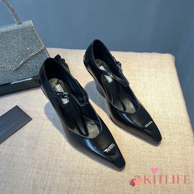 Kitlife  prada Brushed leather pumps black 95mm - 1