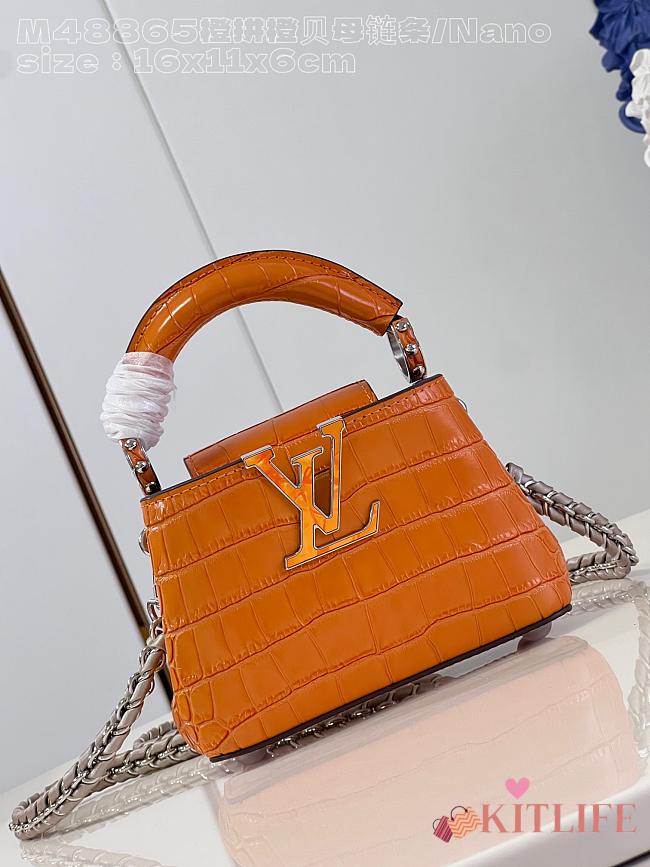 kitlife Louis Vuitton Capucines in precious crocodilian Orange bag - 16x11x6 cm - 1