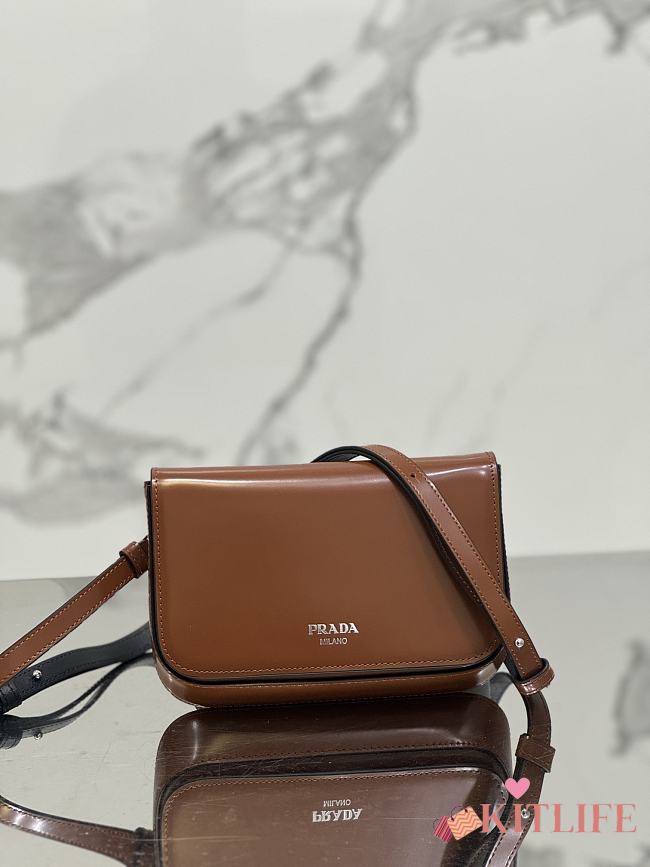 kitlife Prada Brushed leather mini-bag with shoulder strap black brown - 18x12.5x2.5 cm - 1