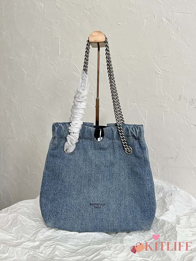 kitlife Balenciaga Medium Tote Bag in blue washed denim - 26x24x10 cm - 1