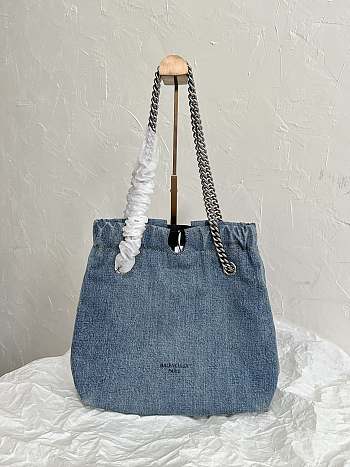 kitlife Balenciaga Medium Tote Bag in blue washed denim - 26x24x10 cm