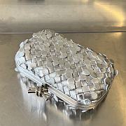 kitlife Bottega Veneta Knot intrecciato metallic leather clutch silver bag - 19x11.5x5 - 6