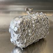 kitlife Bottega Veneta Knot intrecciato metallic leather clutch silver bag - 19x11.5x5 - 3