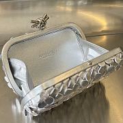 kitlife Bottega Veneta Knot intrecciato metallic leather clutch silver bag - 19x11.5x5 - 2