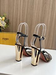 kitlife Fendi Delfina Brown fabric high-heeled sandals 95mm - 3