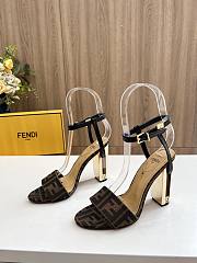 kitlife Fendi Delfina Brown fabric high-heeled sandals 95mm - 2